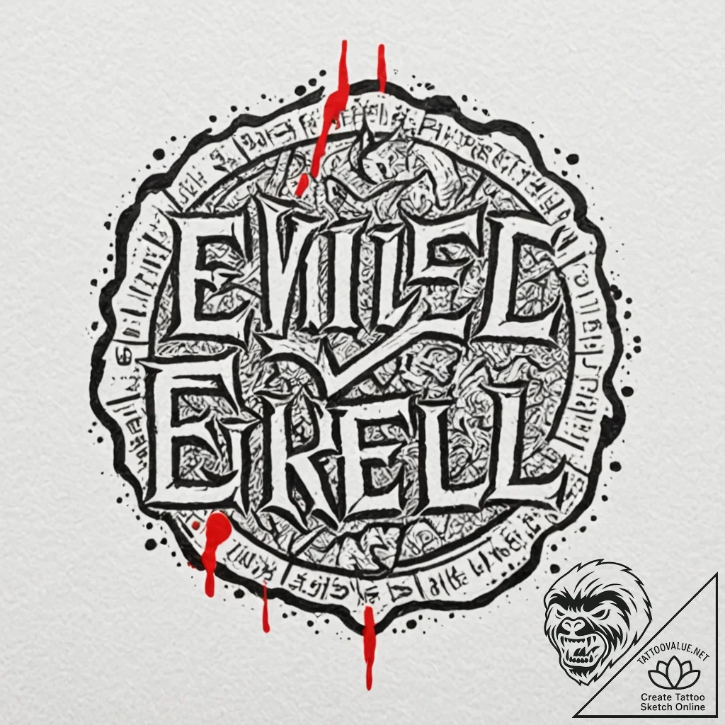 A chicano lettering tattoo of "evil is evil.... - tattoo sketch (№1753010183_0, 20.07.2025 11:16) — tattoovalue.net