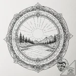 Tattoo design a landscape with a river flowin… – tattoo sketch (№1753010437_0, 20.07.2025 11:20) — tattoovalue.net
