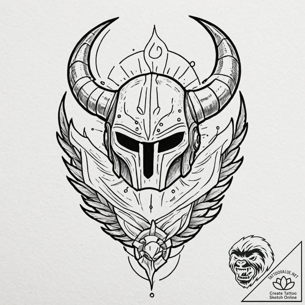 Neo-traditional design of the mythosaur skull... - tattoo sketch (№1753010862_0, 20.07.2025 11:27) — tattoovalue.net