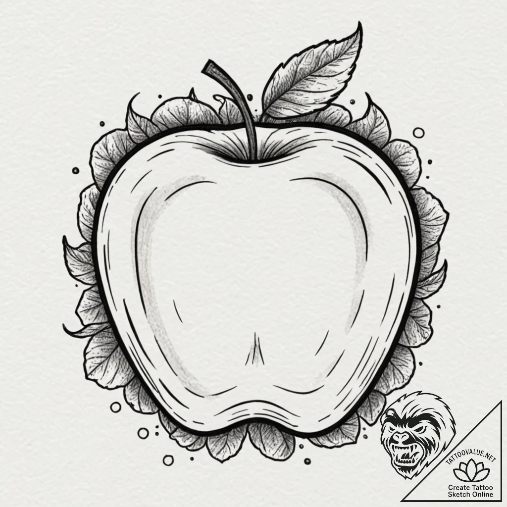 Apple, concept art for tattoo, muted color pa... - tattoo sketch (№1753011115_0, 20.07.2025 11:31) — tattoovalue.net