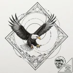 An eagle in flight, talons outstretched, abou… – tattoo sketch (№1753011708_0, 20.07.2025 11:41) — tattoovalue.net