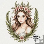 Tattoo design a virgo maiden with a crown of… – tattoo sketch (№1753011876_0, 20.07.2025 11:44) — tattoovalue.net
