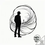 Tattoo sketch a silhouette of a man standing… – tattoo sketch (№1753012215_0, 20.07.2025 11:50) — tattoovalue.net