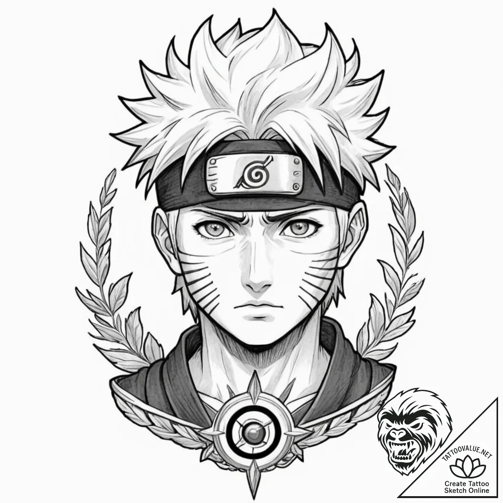 A graphic novel style tattoo of kakashi from... - tattoo sketch (№1753012298_0, 20.07.2025 11:51) — tattoovalue.net