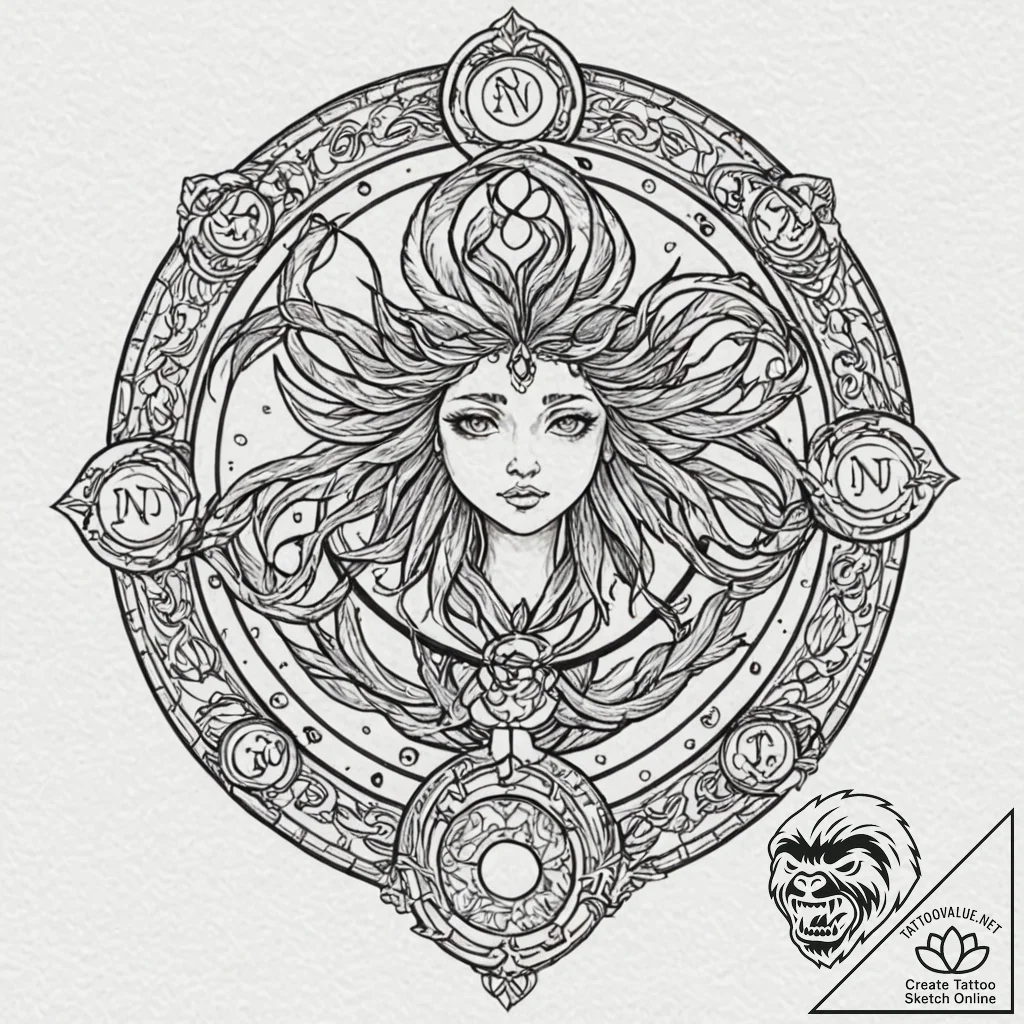 Tattoo design a zodiac symbol with a keyhole... - tattoo sketch (№1753012722_0, 20.07.2025 11:58) — tattoovalue.net