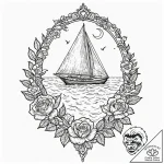 Tattoo sketch a serene ocean scene with a sin… – tattoo sketch (№1753013060_0, 20.07.2025 12:04) — tattoovalue.net