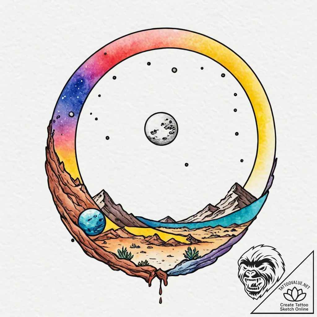 Watercolor sketch of the twin moons of arraki... - tattoo sketch (№1753013145_0, 20.07.2025 12:05) — tattoovalue.net