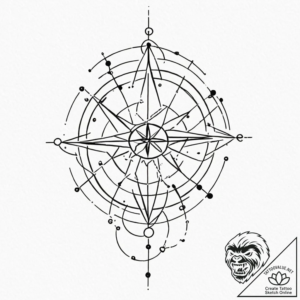 Constellation, tattoo sketch design, old scho... - tattoo sketch (№1753013483_0, 20.07.2025 12:11) — tattoovalue.net