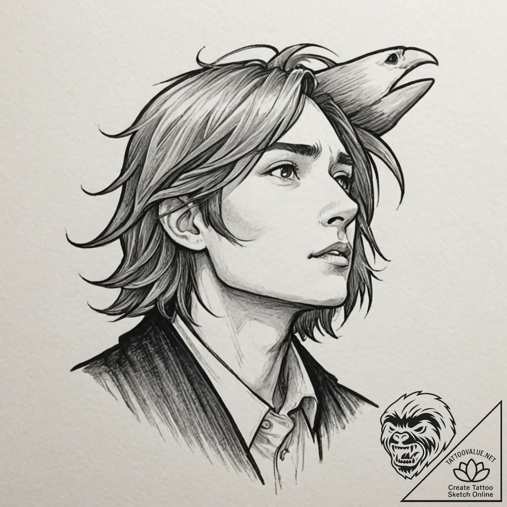 A neo-traditional portrait of howl from howl'... - tattoo sketch (№1753013566_0, 20.07.2025 12:12) — tattoovalue.net