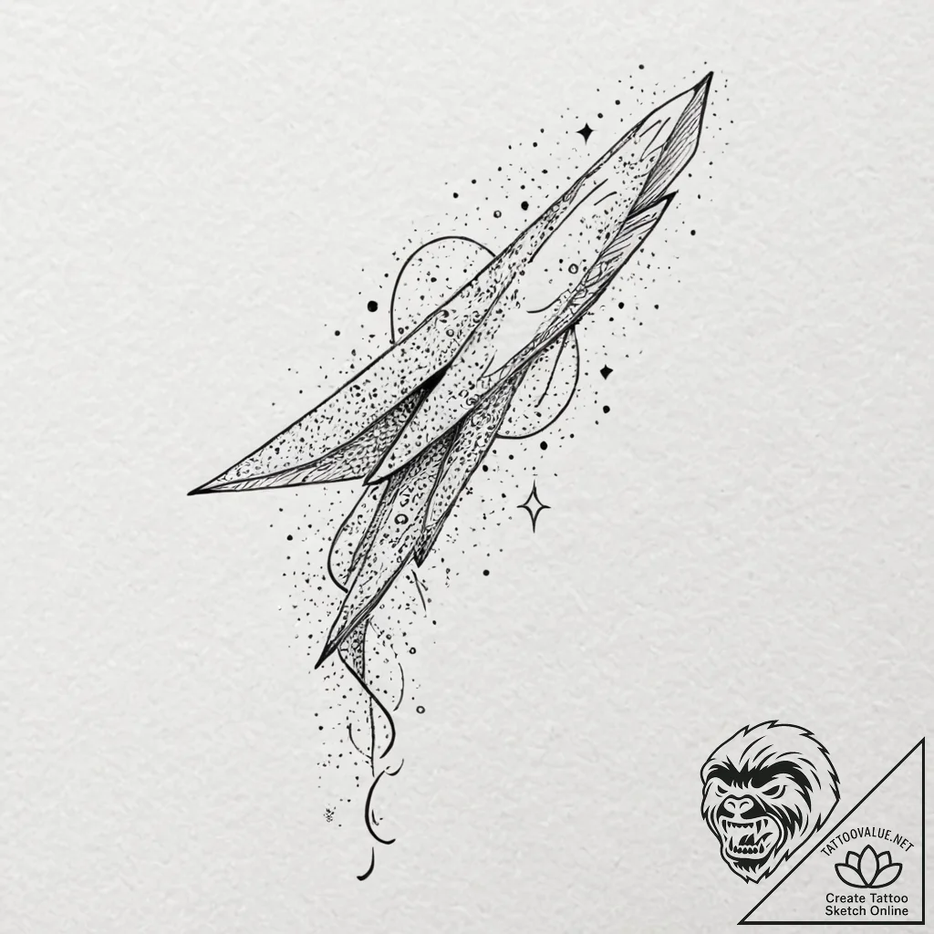Tattoo sketch a stylized comet with a trailin... - tattoo sketch (№1753013736_0, 20.07.2025 12:15) — tattoovalue.net