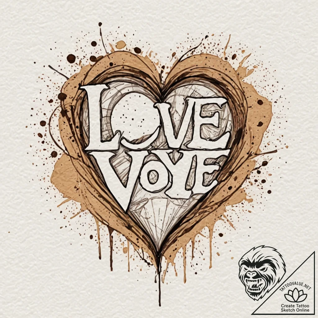 Love, tattoo line art, watercolor tattoo styl... - tattoo sketch (№1753015005_0, 20.07.2025 12:36) — tattoovalue.net