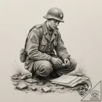 A world war ii soldier writing a letter home… – tattoo sketch (№1753015341_0, 20.07.2025 12:42) — tattoovalue.net