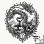 Tattoo sketch an epic battle scene silhouette… – tattoo sketch (№1753015595_0, 20.07.2025 12:46) — tattoovalue.net