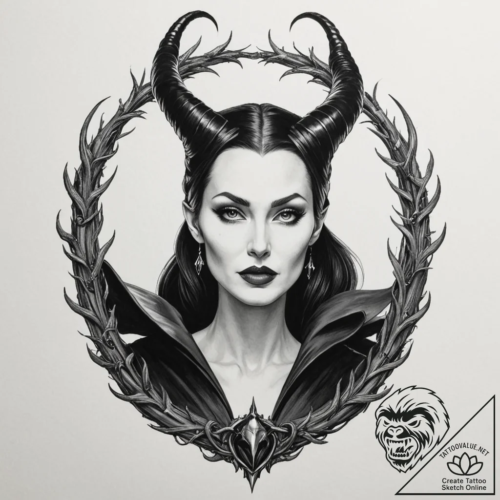 A neo-traditional portrait of maleficent from... - tattoo sketch (№1753015679_0, 20.07.2025 12:47) — tattoovalue.net