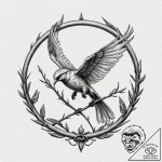 Mockingjay, tattoo line art, realistic black… – tattoo sketch (№1753015932_0, 20.07.2025 12:52) — tattoovalue.net