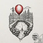 A minimalist tattoo of a single red balloon t… – tattoo sketch (№1753016270_0, 20.07.2025 12:57) — tattoovalue.net