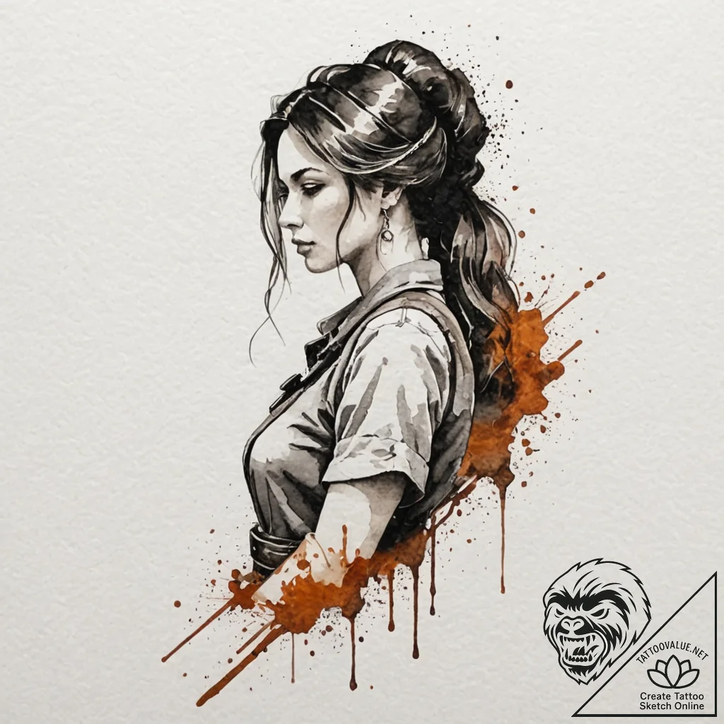 Tattoo sketch a warrior woman's silhouette, e... - tattoo sketch (№1753016518_0, 20.07.2025 13:01) — tattoovalue.net