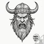 Tattoo design a viking berserker’s face, mid-… – tattoo sketch (№1753017512_0, 20.07.2025 13:18) — tattoovalue.net