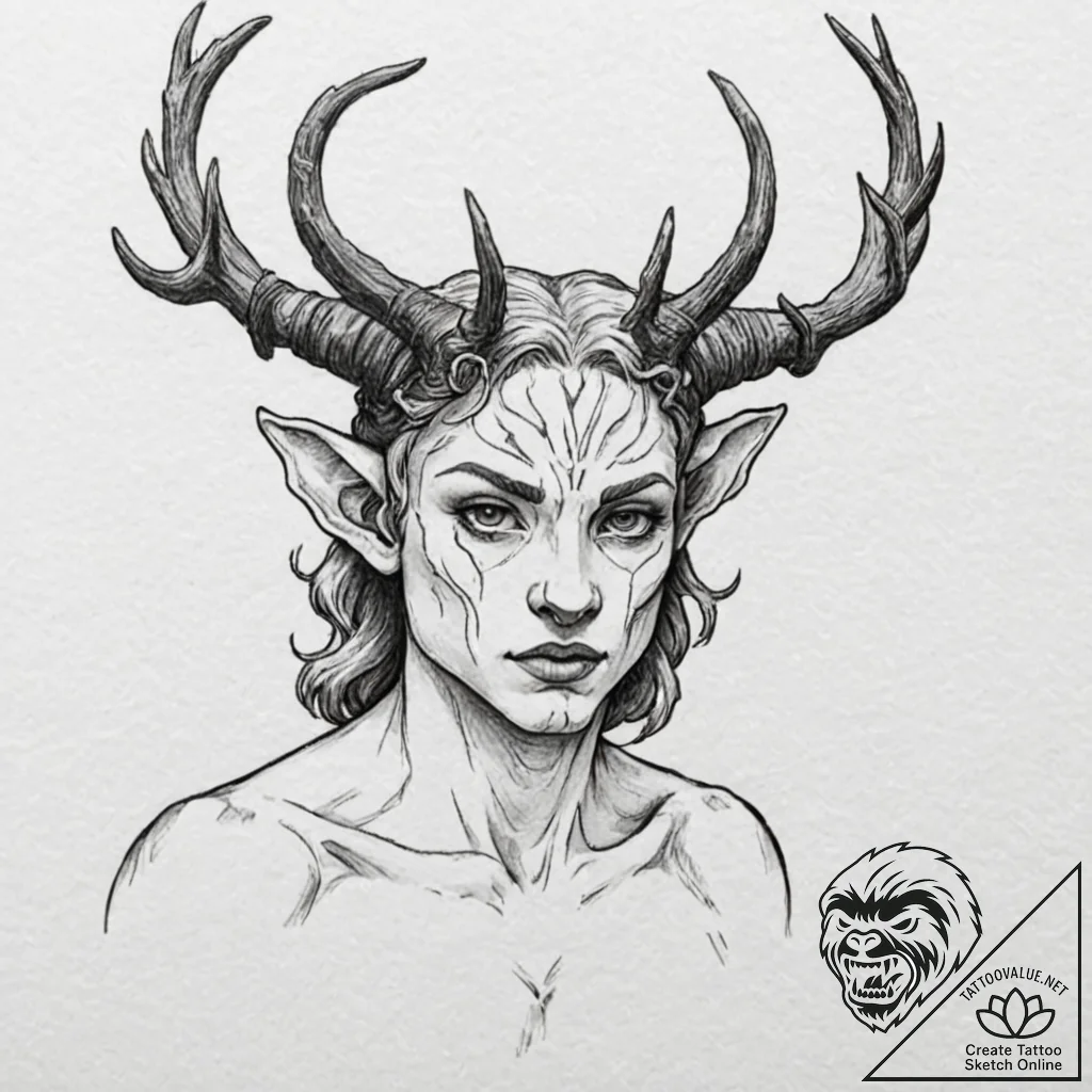 A sketch of the faun, both charming and frigh... - tattoo sketch (№1753017676_0, 20.07.2025 13:21) — tattoovalue.net