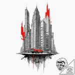Reflections of a city skyline in the glass fa… – tattoo sketch (№1753017759_0, 20.07.2025 13:22) — tattoovalue.net