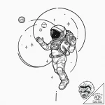 Tattoo sketch a tiny astronaut holding onto a… – tattoo sketch (№1753018093_0, 20.07.2025 13:28) — tattoovalue.net