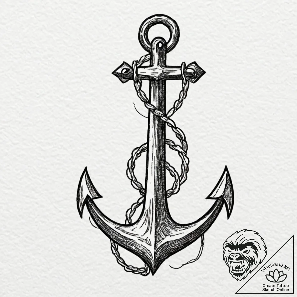 Tattoo design a single, robust anchor, repres... - tattoo sketch (№1753018175_0, 20.07.2025 13:29) — tattoovalue.net