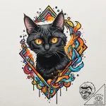 Black cat, tattoo flash sheet design, new sch… – tattoo sketch (№1753018258_0, 20.07.2025 13:30) — tattoovalue.net