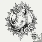 Rhinoceros, artistic tattoo sketch, black out… – tattoo sketch (№1753018670_0, 20.07.2025 13:37) — tattoovalue.net