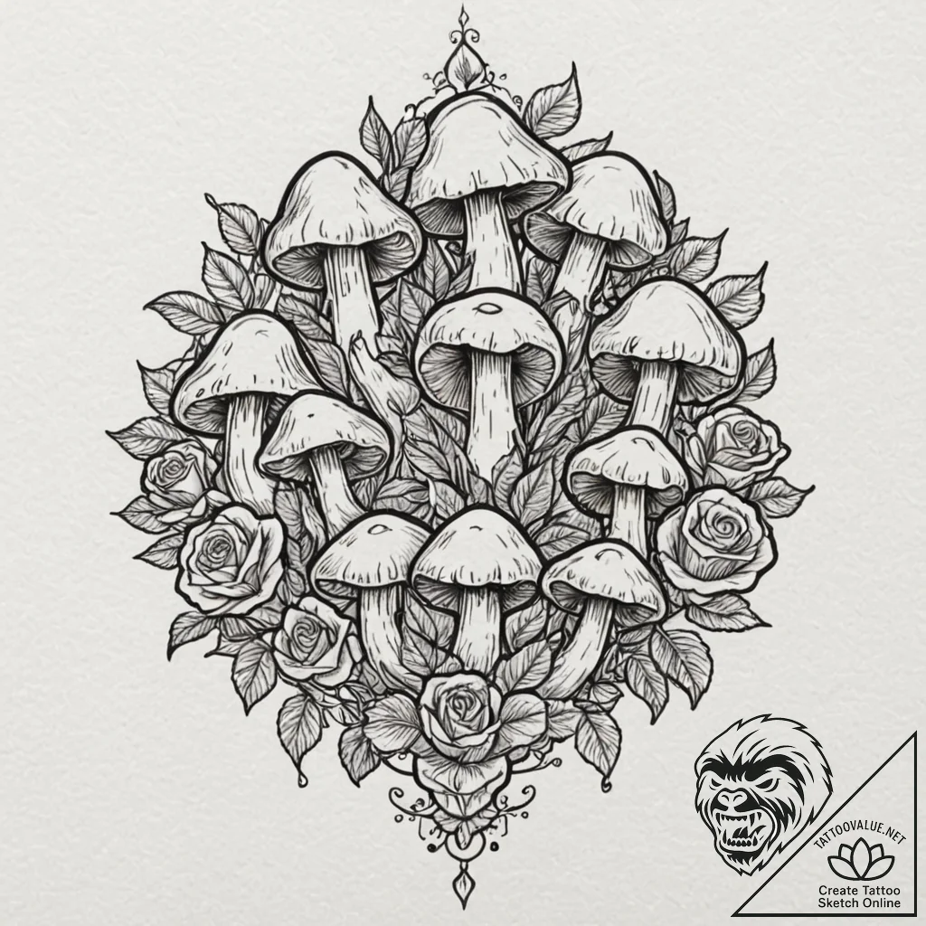 Tattoo design a cluster of tiny, detailed mus... - tattoo sketch (№1753018918_0, 20.07.2025 13:41) — tattoovalue.net