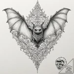 A linework tattoo of a vampire bat in flight,… – tattoo sketch (№1753019000_0, 20.07.2025 13:43) — tattoovalue.net