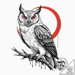 Tattoo design a stylized raven or owl watchin… – tattoo sketch (№1753019083_0, 20.07.2025 13:44) — tattoovalue.net
