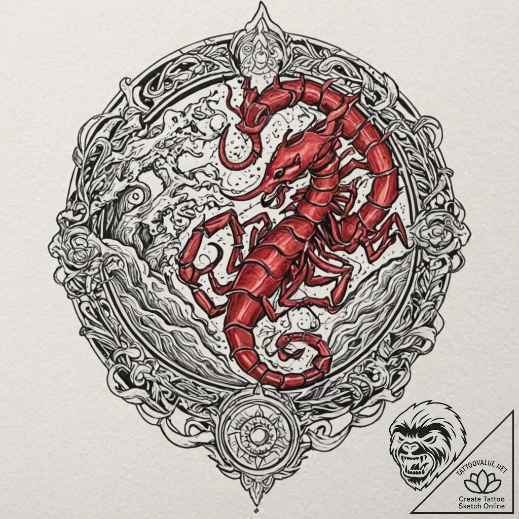 Tattoo design a scorpio symbol composed of da... - tattoo sketch (№1753019166_0, 20.07.2025 13:46) — tattoovalue.net