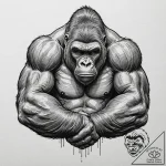 Tattoo sketch a powerful gorilla, hands clenc… – tattoo sketch (№1753019414_0, 20.07.2025 13:50) — tattoovalue.net