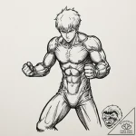 A sketch of genos from one-punch man, in a dy… – tattoo sketch (№1753019990_0, 20.07.2025 13:59) — tattoovalue.net