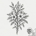 Tattoo design a branch with multiple blossoms… – tattoo sketch (№1753020073_0, 20.07.2025 14:01) — tattoovalue.net