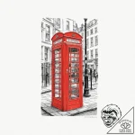 An old-fashioned red telephone box on a londo… – tattoo sketch (№1753020237_0, 20.07.2025 14:03) — tattoovalue.net
