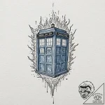 A watercolor tattoo of the tardis exploding,… – tattoo sketch (№1753020732_0, 20.07.2025 14:12) — tattoovalue.net