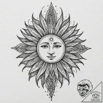 Tattoo sketch a single leo glyph radiating mi… – tattoo sketch (№1753020813_0, 20.07.2025 14:13) — tattoovalue.net