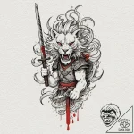 A neo-traditional tattoo of a bloody samurai… – tattoo sketch (№1753020897_0, 20.07.2025 14:14) — tattoovalue.net