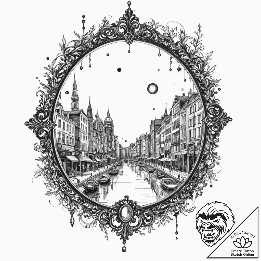 Tattoo design a mirror reflecting a different... - tattoo sketch (№1753020980_0, 20.07.2025 14:16) — tattoovalue.net