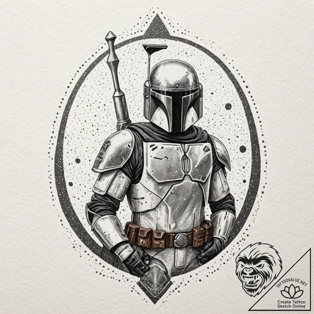 боба фетт и мандалорцы:, concept art for tatt... - tattoo sketch (№1753021062_0, 20.07.2025 14:17) — tattoovalue.net