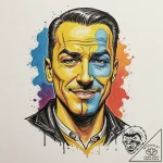 A neo-traditional portrait of the comedian fr… – tattoo sketch (№1753021229_0, 20.07.2025 14:20) — tattoovalue.net