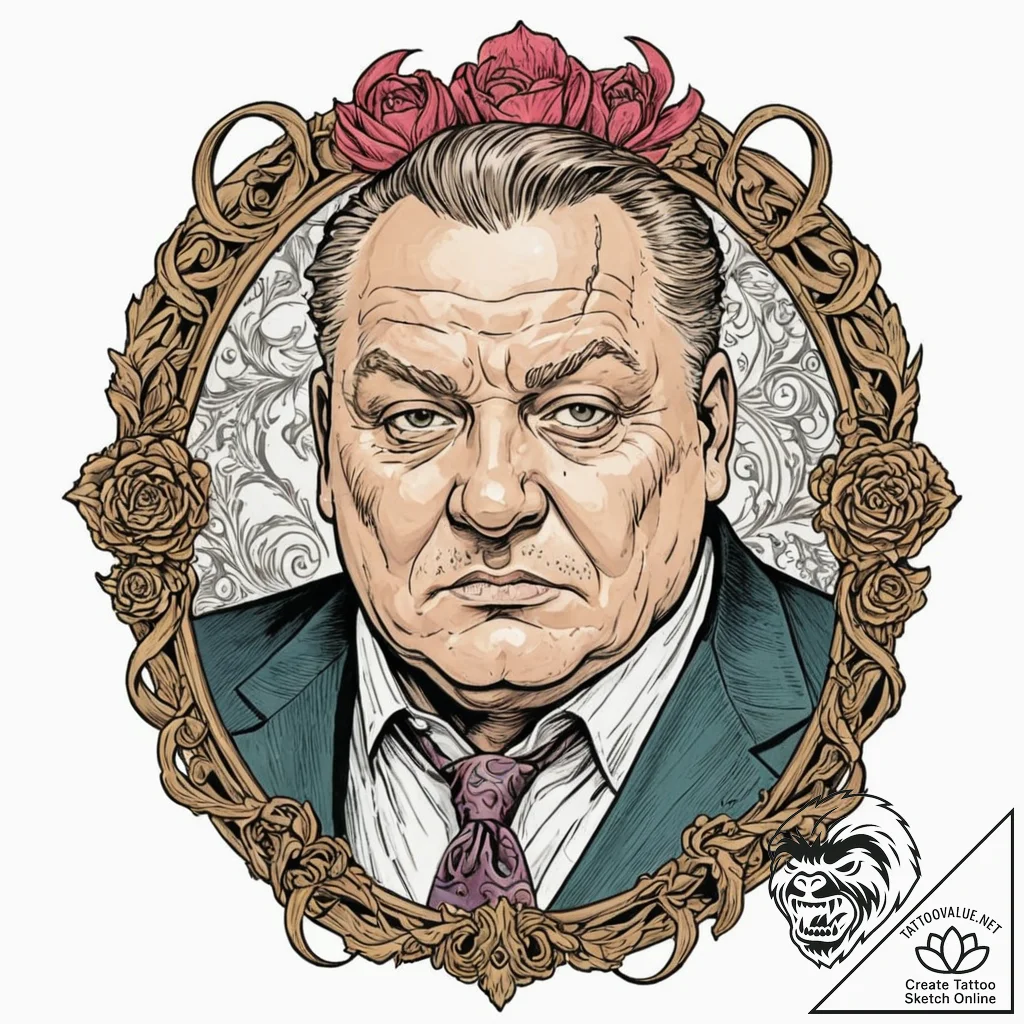 Graphic novel style portrait of baron harkonn... - tattoo sketch (№1753021312_0, 20.07.2025 14:21) — tattoovalue.net