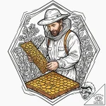 A beekeeper inspecting a honeycomb frame., ta… – tattoo sketch (№1753021808_0, 20.07.2025 14:30) — tattoovalue.net