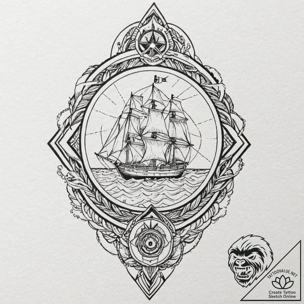 Tattoo design a geometric pattern that embodi... - tattoo sketch (№1753021891_0, 20.07.2025 14:31) — tattoovalue.net