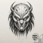 Neo-traditional tattoo of the predator’s bio-… – tattoo sketch (№1753021974_0, 20.07.2025 14:32) — tattoovalue.net