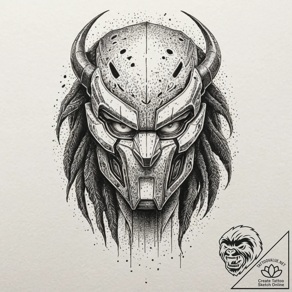 Neo-traditional tattoo of the predator's bio-... - tattoo sketch (№1753021974_0, 20.07.2025 14:32) — tattoovalue.net