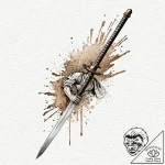 Tattoo design a samurai sword with a digital… – tattoo sketch (№1753022141_0, 20.07.2025 14:35) — tattoovalue.net