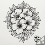 Hibiscus, artistic tattoo sketch, on a clean… – tattoo sketch (№1753022556_0, 20.07.2025 14:42) — tattoovalue.net