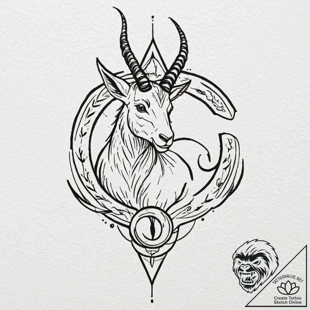 Tattoo design capricorn's glyph, sturdy and s... - tattoo sketch (№1753023141_0, 20.07.2025 14:52) — tattoovalue.net